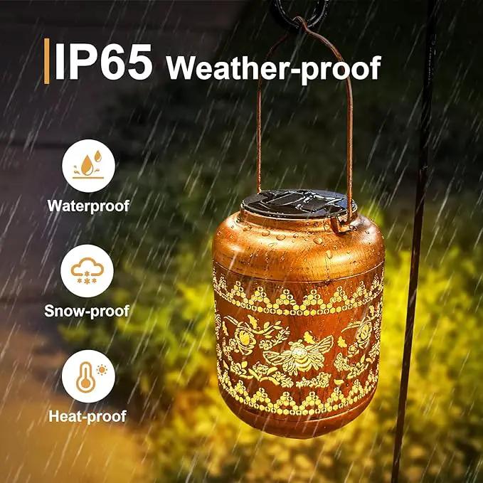 2Pack Bee Solar Lanterns Outdoor Hanging Waterproof Lanterns Garden Decor Christmas Gifts for Women Mom Grandma Metal Solar Lights Decoration Outside for Yard, Patio,Pathway Landscape by GreenHaven Gardens