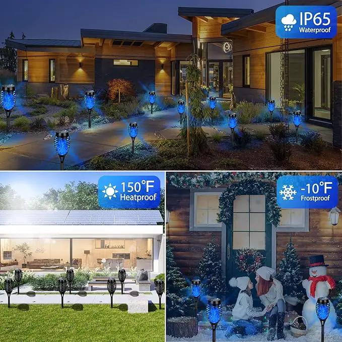 Upgraded Solar Lights Outdoor Waterproof Blue, 12 Pack Solar Torch Light with Flickering Flame, Mini Solar Outdoor Lights Solar Landscape Lights for Garden Porch Yard Pathway Decoration by GreenHaven Gardens