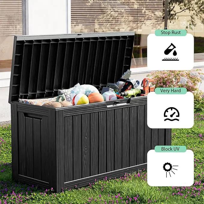 80 Gallon Outdoor Storage Box – Waterproof Deck Box for Garden & Patio,Black by GreenHaven Gardens