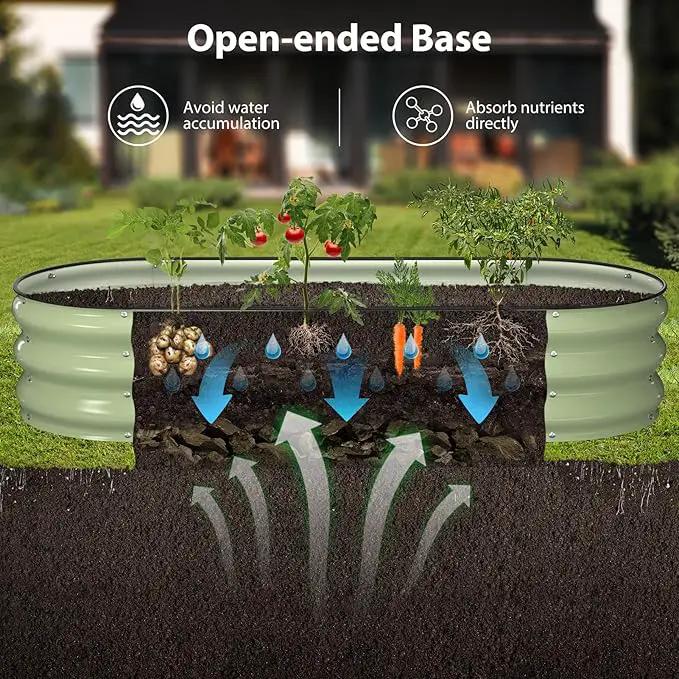 Raised Garden Bed Kit, 5x2x1 ft Galvanized Planter Box Outdoor with Safety Edging, Large Metal Raised Beds for Gardening Vegetables Flower Fruits (Avocado Green) by GreenHaven Gardens
