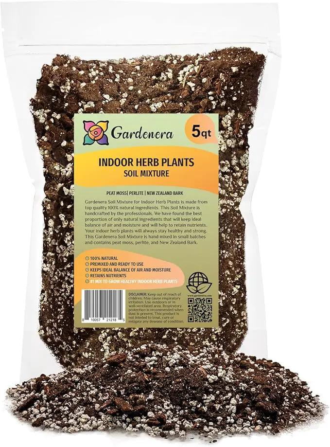 Soil Mixture for Indoor Herb Planters - Specially Blended Soil Mixture for Planting and Growing Indoor Kitchen Herbs Indoors, Indoor Herb Garden, Herb Growing Soil Mixture - 5 Quart Bag by GreenHaven Gardens