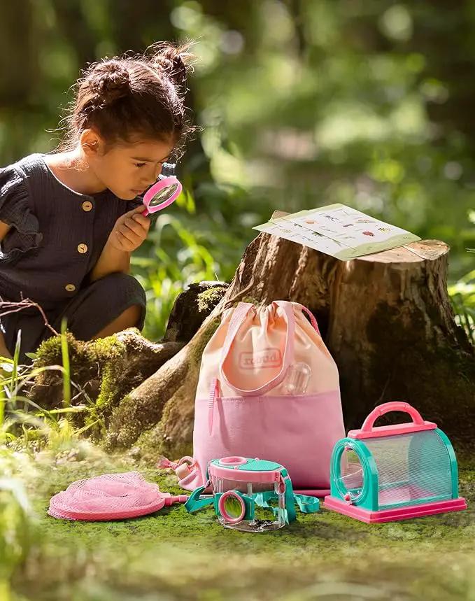 ROBUD Kids Explorer Kit, Bug Catcher Kit with Bag Kit, Pink Outdoor Exploration Set for Camping, Montessroi Toy for Kids Coming Closer to Nature，WRP28 by GreenHaven Gardens