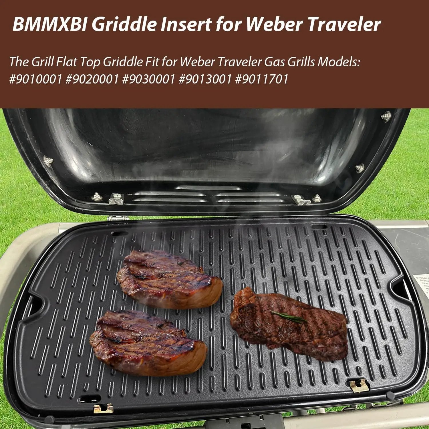 Griddle for Weber Traveler Grill 9010001 9020001 9030001, 7034 Cast Iron Griddle Insert Replacement Parts for Weber Traveler 9013001 9011701 Flat Top Griddle Accessories with Carry Bag by GreenHaven Gardens