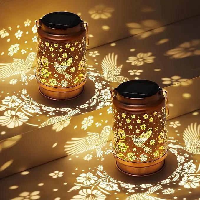 Hummingbird Solar Lanterns Outdoor Waterproof Garden Decor Birthday Gifts for Women Mom Grandma Hanging Solar Lights Metal Lantern Decoration Outside for Porch,Patio,Yard,Backyard by GreenHaven Gardens