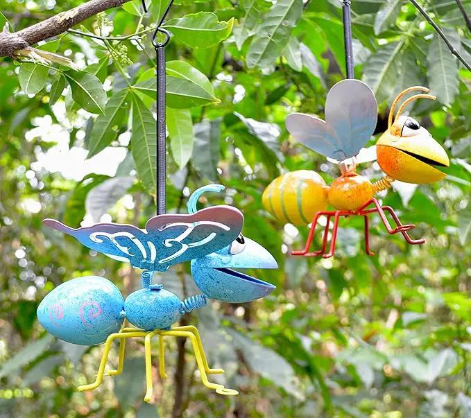 GIFTME 5 Garden Decor Bee and Butterfly,Metal Outdoor Decorations for Garden, Set of 2 Metal Yard Art-Perfect Garden Lover Gifts by GreenHaven Gardens