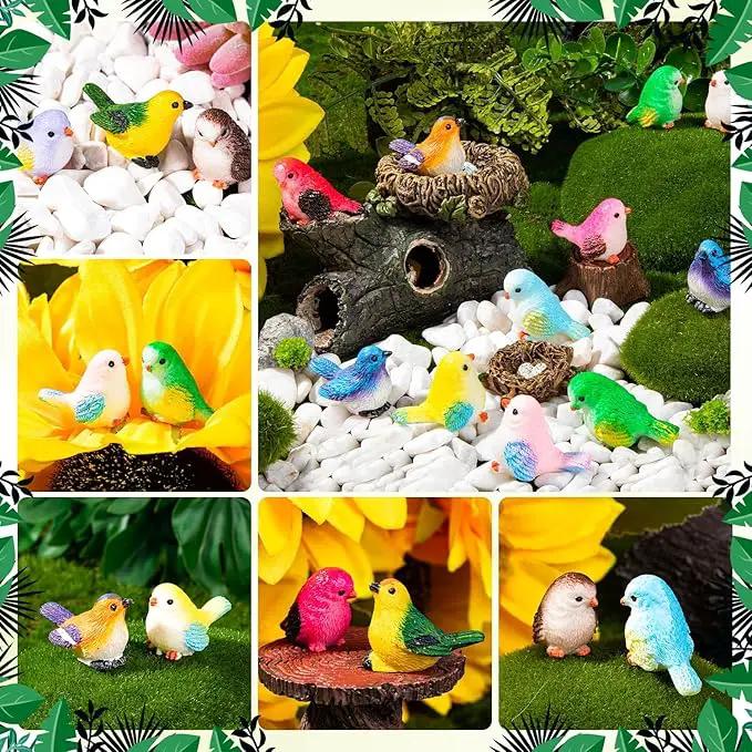 36PCS Miniature Cute Bird Decorative Figurines - Dollhouse Accessories, Mini Resin Birds Toy for Garden Crafts, Micro Landscape Home Meetings Decoration, Cake Topper (11 Styles) by GreenHaven Gardens