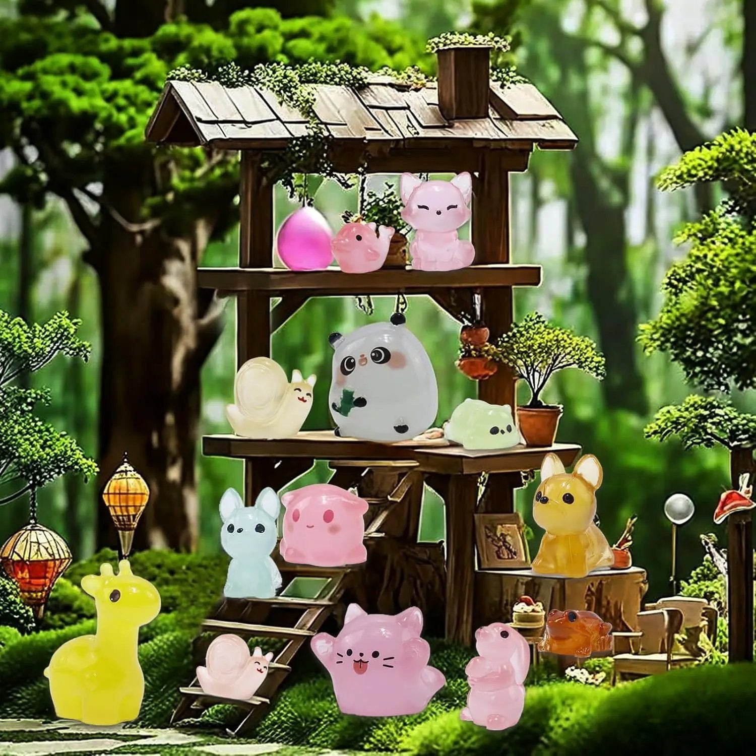 150 Pcs Luminous Mini Resin Animals Bulk, Figures Glow in The Dark, Tiny Miniature Resin Animals for Creative Crafts Ornaments, Fairy Gardens Decor and Dollhouse Hide Accessories by GreenHaven Gardens