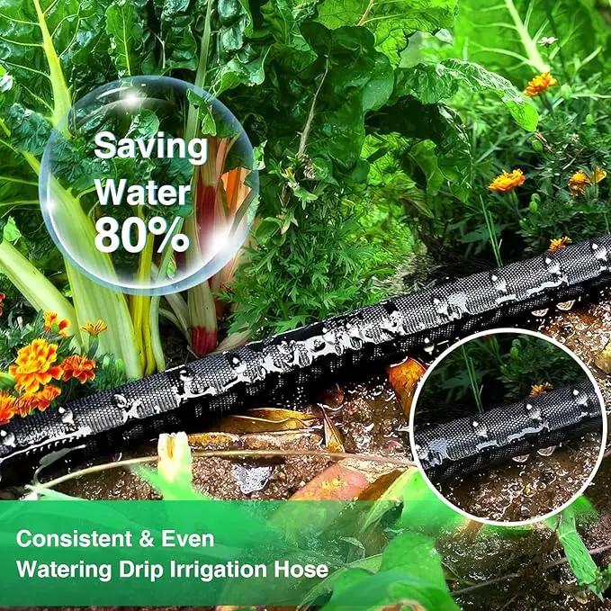 Lefree Soaker Hose 50 FT for Garden Irrigation, Soaker Hose for Lawn and Flower Beds, 2024 Upgraded Flat Soaker Hose Saves 80% Water, Flexible Durable Drip Hose for Trees, Shrubs.(25FT*2Pack) by GreenHaven Gardens