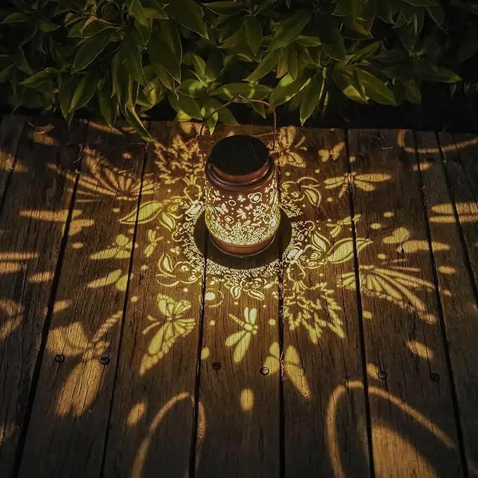 Solar Rabbit Lanterns Outdoor Hanging Decor Lantern,Waterproof Hollow Out Metal Dragonfly Decorative Garden Light,Graceful Decoration for Patio,Yard,Landscape,Walkway,Festival by GreenHaven Gardens