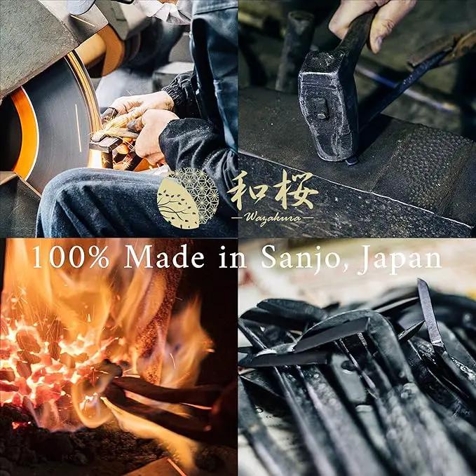 Wazakura Made in Japan 6PCS Bonsai Professional Tool Kit with Roll Bag: Yasugi Steel Ashinaga Scissor, Concave Branch Cutter, Knob Cutter, Jin Plier, Wire Cutter, Root Cutter. Bonsai Tool Set & Case