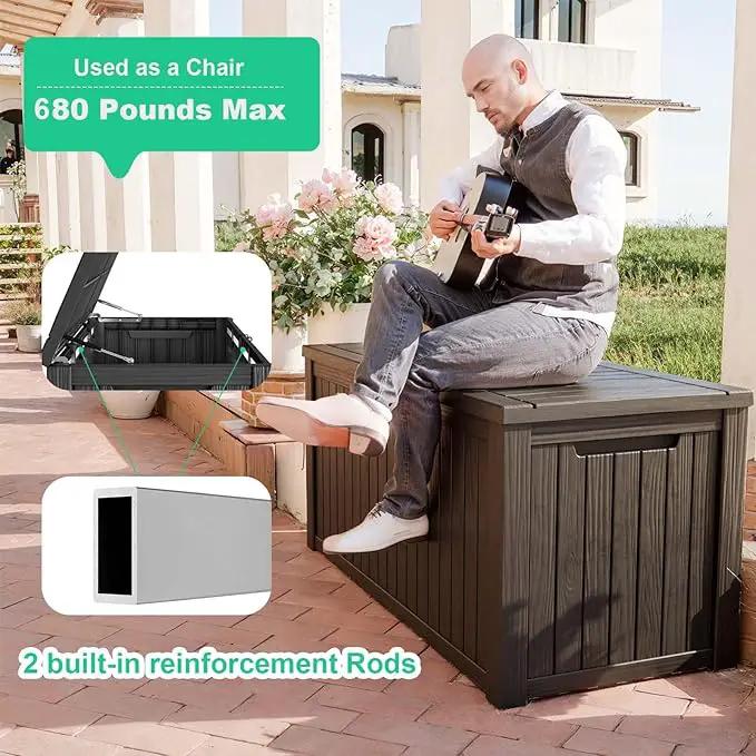 180 Gallon Outdoor Deck Box,Storage Lockable Waterproof Patio Furniture,Garden Tools,Cushions,Pool Accessories Outside Storage Resin Box(Black) by GreenHaven Gardens