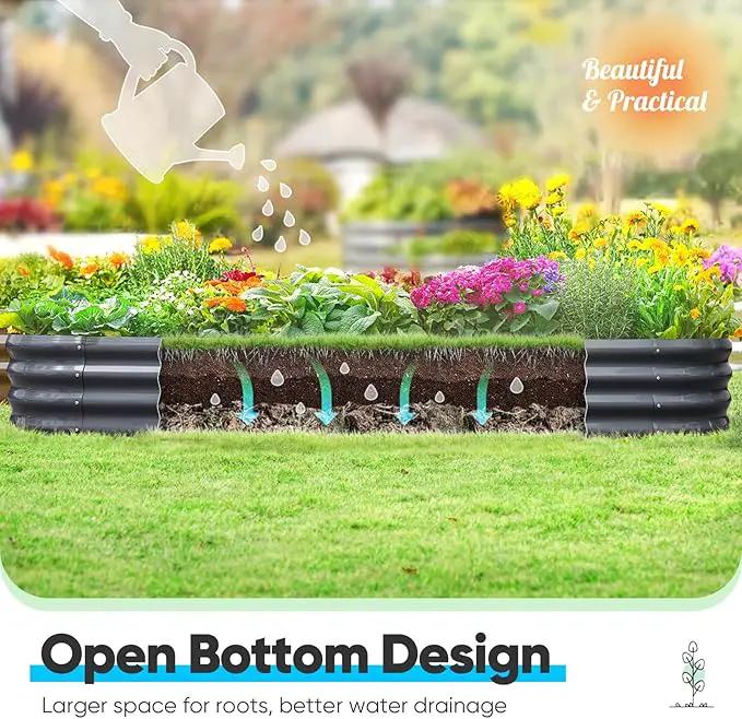 Quictent Galvanized Raised Garden Bed Kit, 6x3x1 ft Oval Metal Planter Box for Vegetables, Dark Grey by GreenHaven Gardens