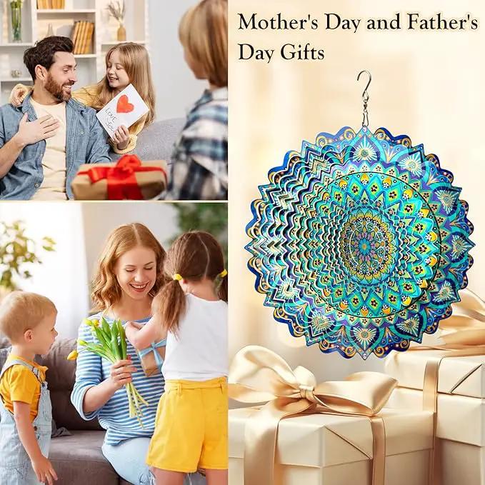 Wind Spinners Peacock Mandala Wind Spinner 3D Hanging Wind Sculpture Creates Mesmerizing Holographic Effect, Outdoor Garden Decor Kinetic Yard Art Decoration, Fun Mandala Gifts for Women Men by GreenHaven Gardens