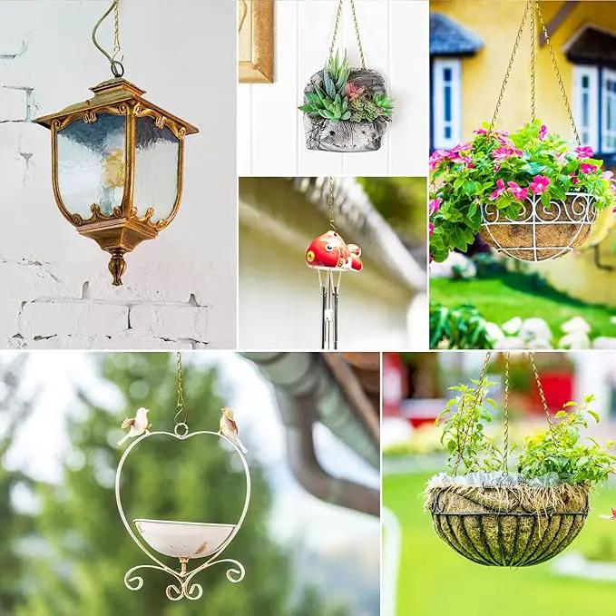 RIFNY Gold Hanging Chains with Hooks, 10 Pieces 20 Inch Chain for Hanging Bird Feeders Planters Baskets Billboards Lanterns Wind Chimes Ornaments Outdoor/Indoor Use (20 inch 10pcs) by GreenHaven Gardens