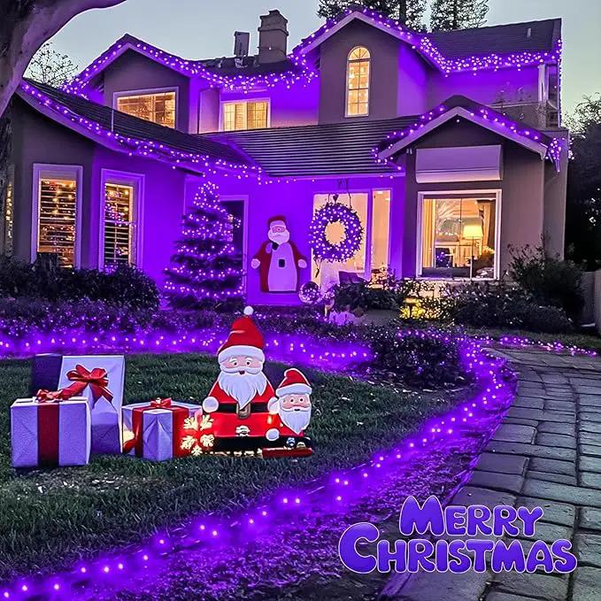 JMEXSUSS Purple Christmas Lights Indoor Outdoor Clear Wire, 66ft 200 LED Purple Lights for Christmas Tree, 8 Modes Purple String Lights Plug in for Christmas Bedroom Garden Party Xmas Decorations by GreenHaven Gardens