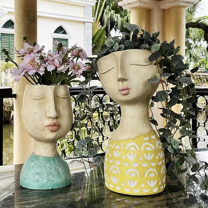 DiliComing Face Planter-Pots for Indoor Plants - 11 Inch Tall Planters for Flowers Head Planter with Drainage for Patio Yard Garden Succulent Pots Garden Décor 6 x 6 x 11 Inch by GreenHaven Gardens