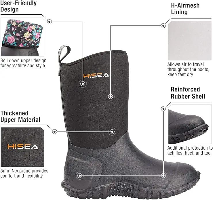 HISEA Women's Rubber Garden Boots Waterproof Insulated Yard Gardening Shoes Mid Height for Mud Working Outdoor by GreenHaven Gardens