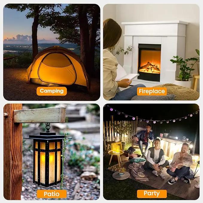 Hompavo 【Upgraded】 LED Flame Lights with Remote & Timer, 4-Mode Rechargeable Battery Operated Flameless Candles, Pillar Flickering Lantern for Living Room Bathroom Patio Wedding Halloween Home Decor by GreenHaven Gardens