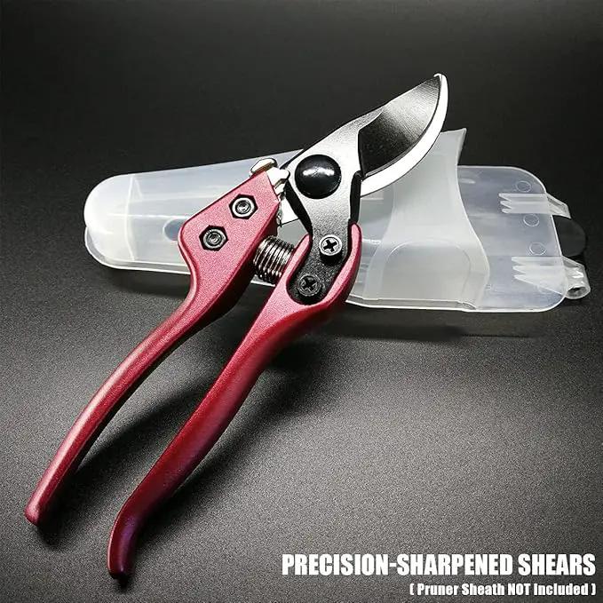 BUGUI 8" Heavy-Duty Pruning Shears, Professional Bypass Gardening Scissors, 1" Cutting Capacity, Sharp Garden Clippers with Low-friction Painted Stainless Steel Blade (Red) by GreenHaven Gardens