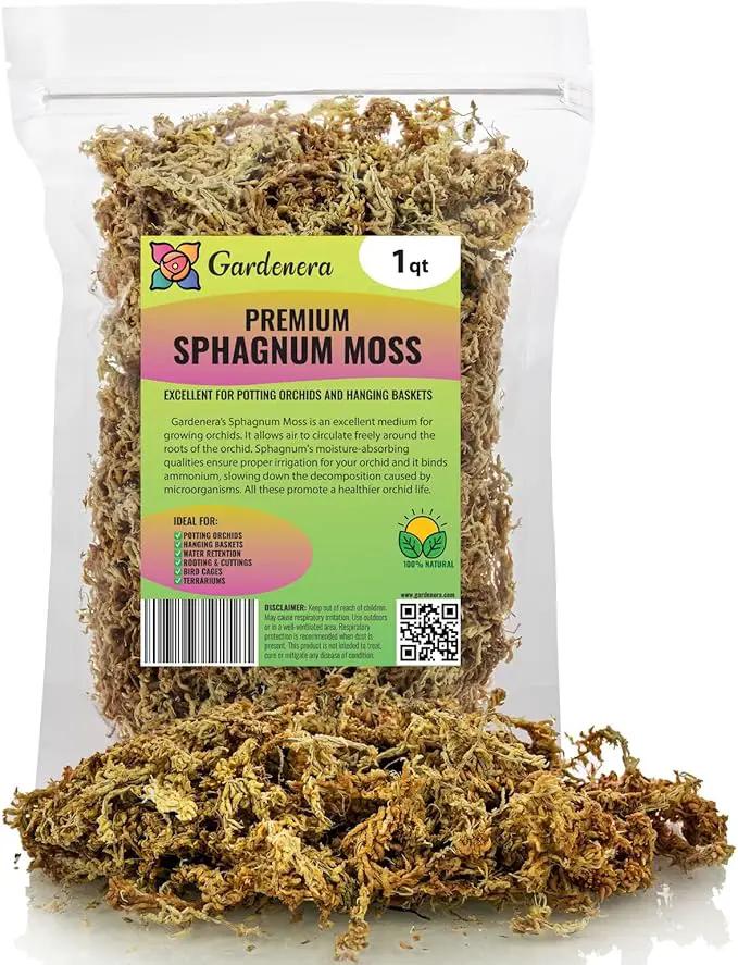 Premium New Zealand Sphagnum Moss by Gardenera - Organic Hand Mixed Long Fibered Sphagnum Moss Orchid - 1 Quart by GreenHaven Gardens