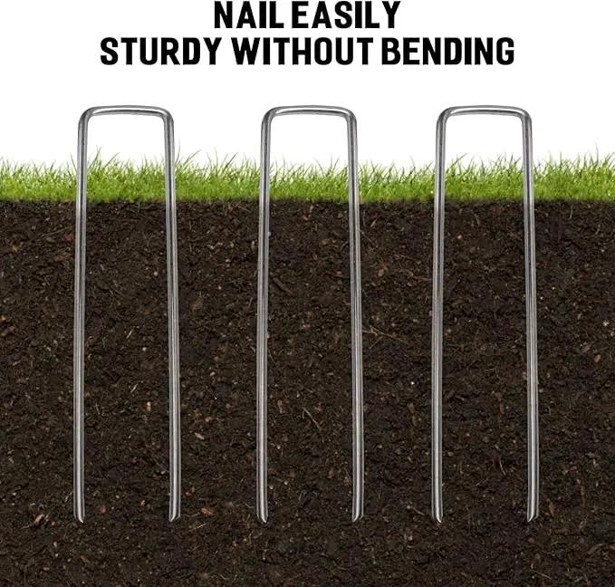30 Pack Garden Stakes - 6 Inch Landscape Staples with Metal Yard Pins, Lawn Ground Stakes, Tent Stakes, Tarp Stakes for Anchoring Sod, Landscape Fabric, and Irrigation Tubing by GreenHaven Gardens