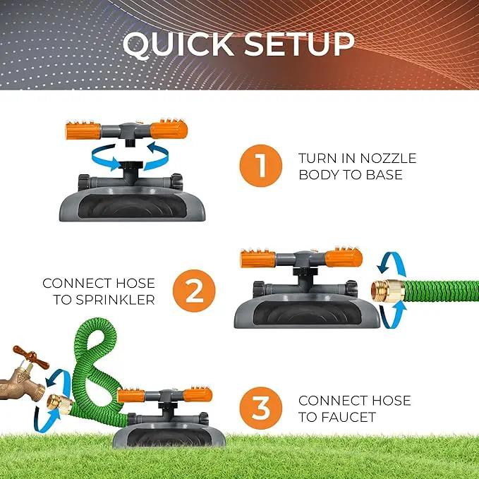 Joeys Sprinkler for Yard, Rotating Garden Sprinkler for Large Area Coverage, Lawn and Yard Sprinklers (Orange) by GreenHaven Gardens