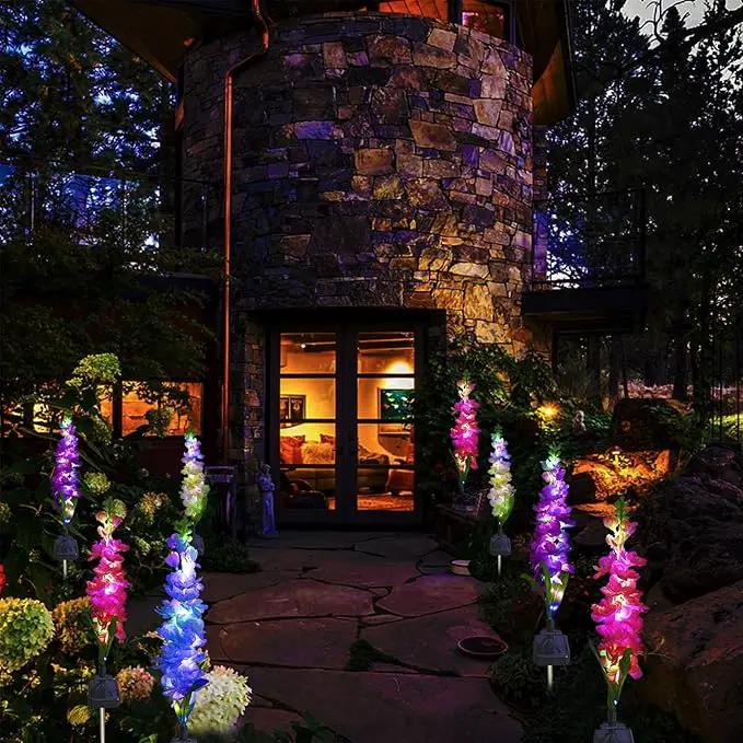 Solar Garden Lights, 6 Pack 20 LEDs Solar Delphinium Flowers Lights Gifts for Mom Grandma Women, Waterproof Solar Outdoor Lights Two Lighting Modes for Wedding Garden Yard Patio Decor by GreenHaven Gardens