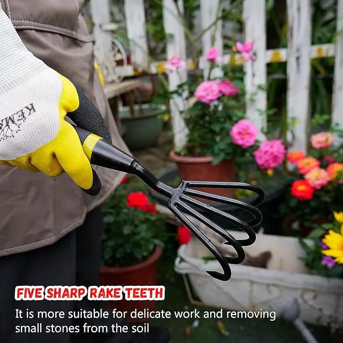 Garden Rake - Kemaier Stainless Steel Hand Cultivator for Heavy-Duty Soil Loosening, Planting, and Weed Removal by GreenHaven Gardens