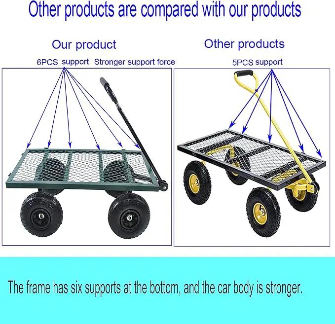 Heavy Duty 400 Lbs Capacity Mesh Steel Garden Cart Folding Utility Wagon with Removable Sides Multi-Purpose by GreenHaven Gardens