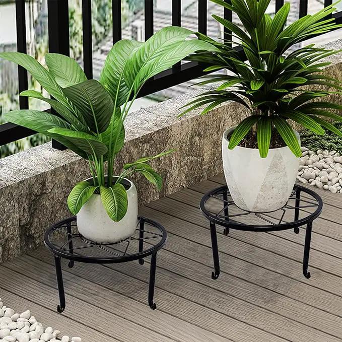 yosager 3 Pack Metal Plant Stands for Flower Pot, Heavy Duty Black Iron Potted Stand Holder, Indoor Outdoor Rustproof Metal Planter Container Round Supports Display Rack for Home & Garden Decor by GreenHaven Gardens