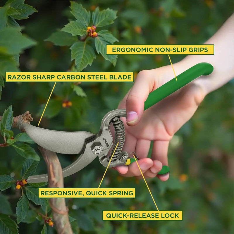 Miracle-Gro 8 in. Bypass Pruning Shears with Belt Pouch – 1/2 in. Cutting Capacity Hand Pruner with Carbon Steel Blade and Comfort Grip – Garden Tool for Live Plants and Soft Stems by GreenHaven Gardens