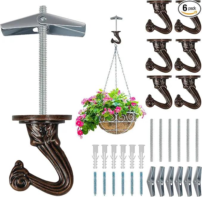 Ceiling Swag Hook Sets - Heavy Duty Hooks with Mounting Hardware for Hanging Plant, Ceiling or Extender Chains - Easy Install with Screws/Brackets by GreenHaven Gardens