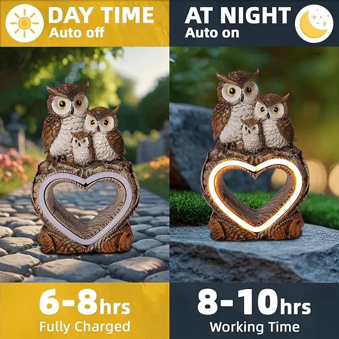Solar Garden Decor Statues 8.6" Resin Solar Owl Waterproof Garden Owl Decor for Outside Yard Patio Porch Decoration Gift for Mom Grandma by GreenHaven Gardens