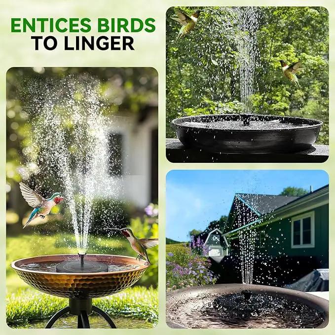Solar Bird Bath Fountain Pump, Upgrade Solar Powered Water Fountain for Bird Bath Solar Fountain with 8 Nozzles, Small Solar Fountain, Solar Water Birdbath Fountain for Outdoors-2.5W by GreenHaven Gardens
