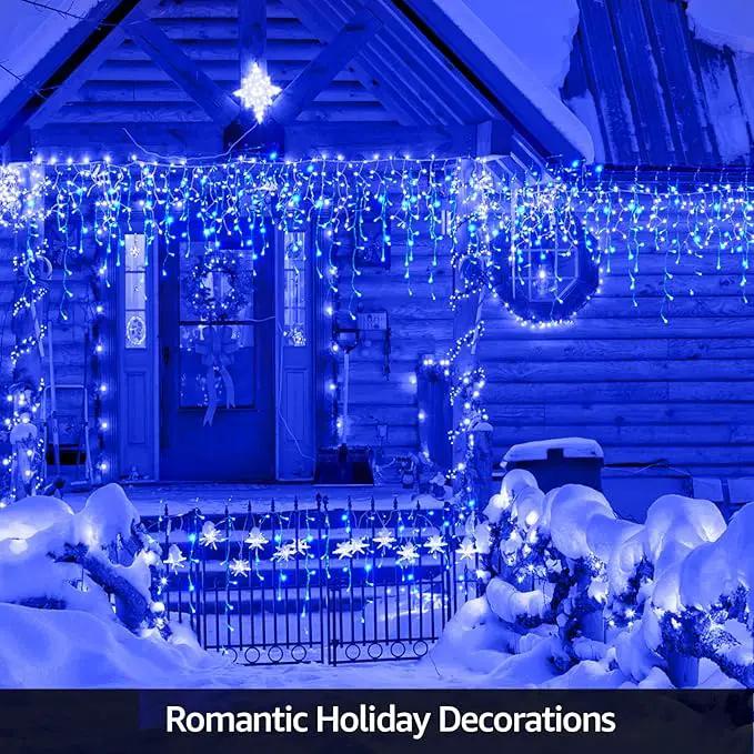 Led Christmas Lights Outdoor Christmas Decorations Hanging Lights 400LED 8 Modes 75 Drops, Waterproof Outdoor Indoor Fairy Christmas Lights for Party, Holiday, Wedding Decorations (Blue) by GreenHaven Gardens