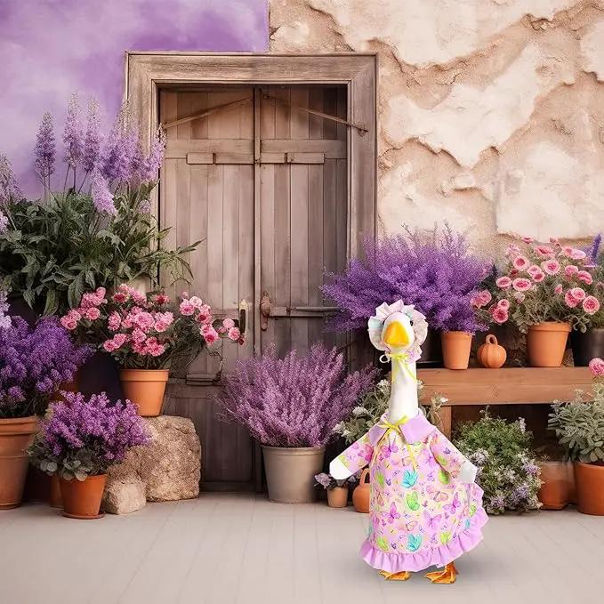 Spring Butterfly Goose Outfit Lawn Porch Goose Clothes 23" Spring Butterfly Outdoor Patio Yard Lawn Art Decoration by GreenHaven Gardens
