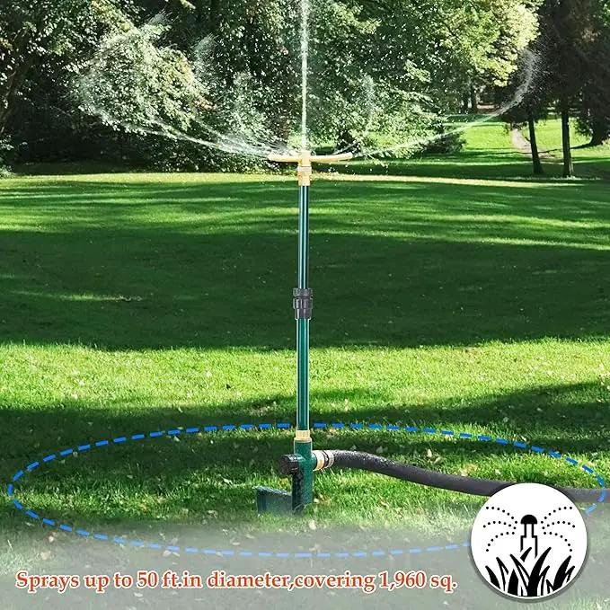 ATDAWN 3-Arm Garden Sprinkler, High-Rise Lawn Sprinkler, 360 Degree Rotation Garden Water Sprinklers, Lawn Irrigation System, Gardening Watering System, Large Area Coverage by GreenHaven Gardens