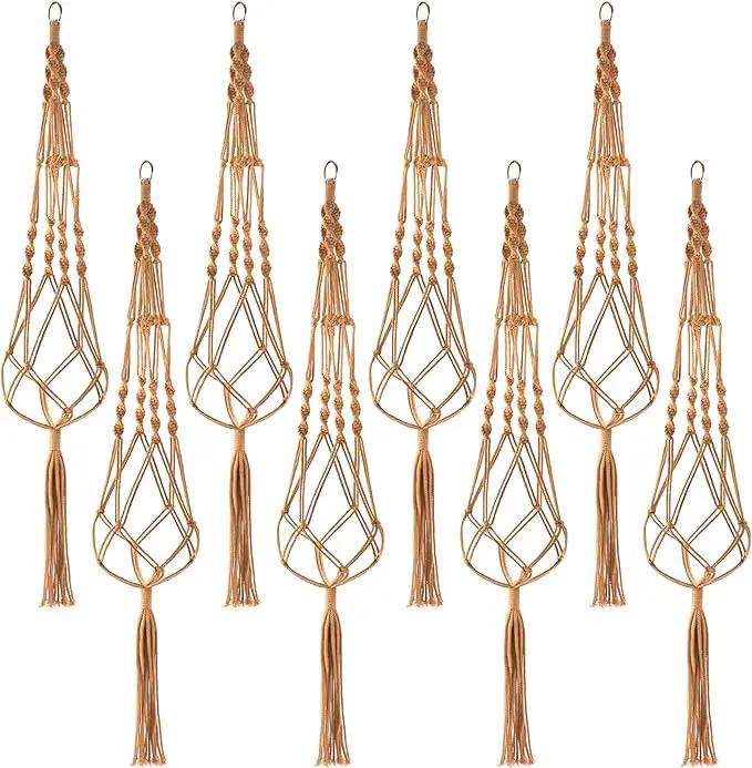 Sorbus Macrame Plant Hanger (8 Pack) Indoor Outdoor Hanging Plant Pots Cotton Rope, Elegant for Home, Patio, Garden (Brown) by GreenHaven Gardens