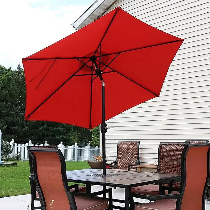 Sunnydaze Outdoor Patio Umbrella - Polyester Table Market Umbrella with Push-Button Tilt and Crank - 6 Sturdy Ribs - Burnt Orange - 7.5ft by GreenHaven Gardens