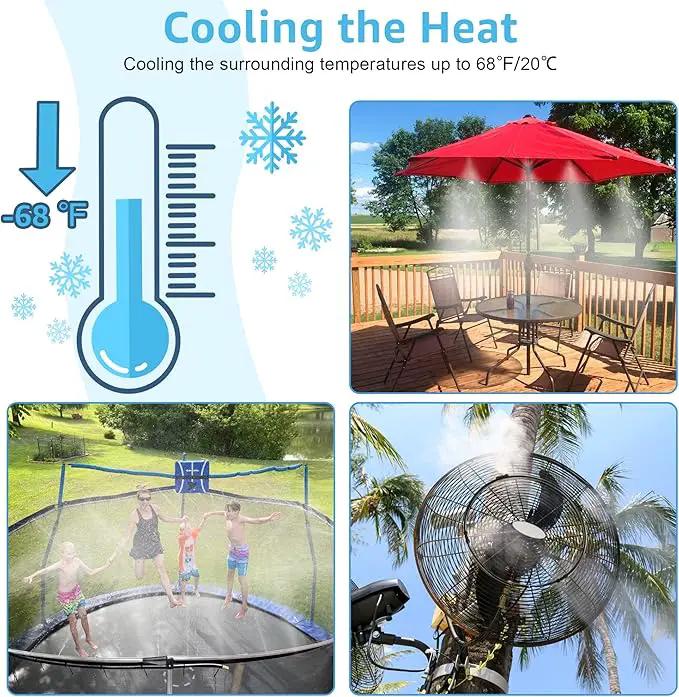 Bonviee Misters for Outside Patio - 59FT Misting Cooling System with 20 Brass Nozzles and 3/4" Adapter, 18M DIY Outdoor Misters Kit for Garden, Greenhouse, and Patio Cooling by GreenHaven Gardens