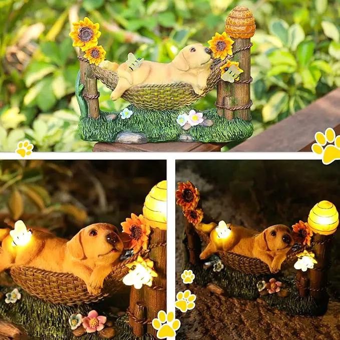 Afirst Solar Garden Outdoor Dog Statues Resin Figurine with Solar Lights Statue Decorations for Lawn, Patio, Balcony, Yard Ornament Mother's Day Gifts,Golden Retriever by GreenHaven Gardens