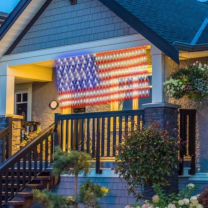 DBFAIRY Solar American Flag Lights Outdoor,420 LEDs American Flag Net Lights 6.5ft x 3.28ft Super Bright,Memorial Day Decorations of The United States for Independence/National/Memorial Day,July 4th by GreenHaven Gardens