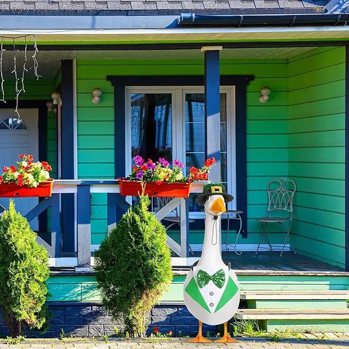 St. Patrick's Day Porch Goose Outfit 23"/ 17'' Statue Tuxedo Bandana Top Hat Cloth for Goose Lawn Decoration(Suit Collar) by GreenHaven Gardens