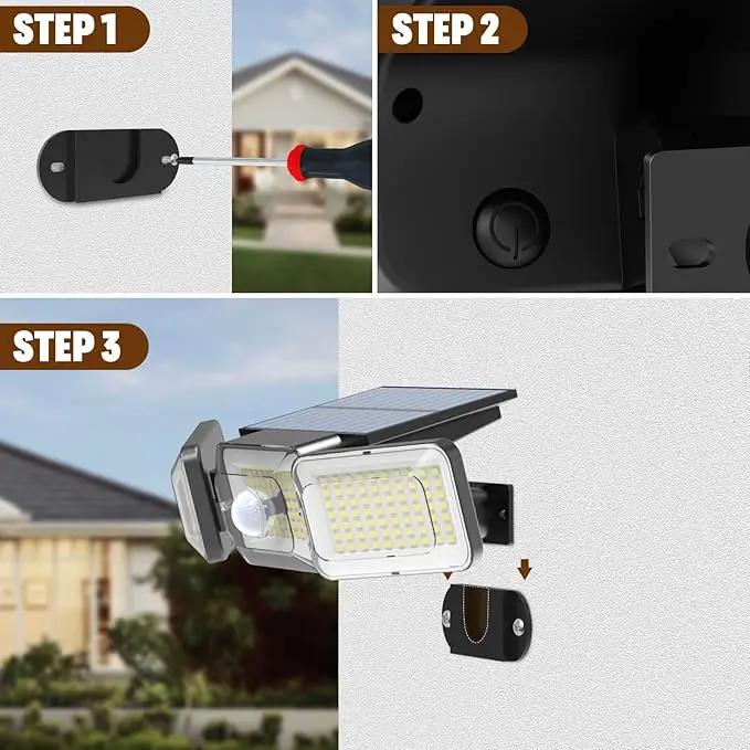 Solar Lights Outdoor Waterproof, Motion Sensor & Flood Outdoor Lights with Remote Control, 4 Adjustable Modes, 3000LM & 218 LED, High-Energy-Density Solar Panel-Monocrystalline Technology, 2 Pack by GreenHaven Gardens
