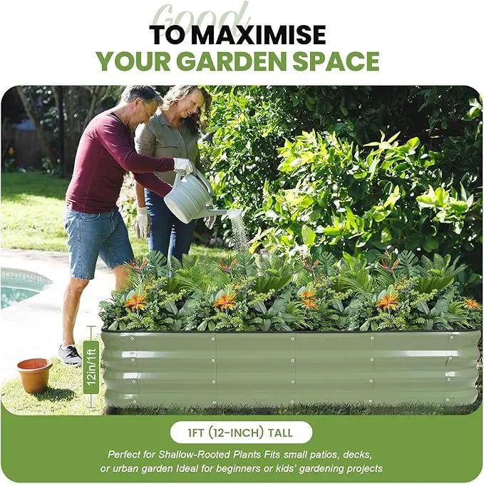 G GOOD GAIN Raised Garden Bed Kit | 2Pcs 4-in-1 Adjustable Galvanized Metal Planter Boxes for Outdoor Vegetables, Flowers Herb | Multiple Sizes (5x3x1ft, 4x4x1ft, 6x2x1ft, 7x1x1ft), Green by GreenHaven Gardens
