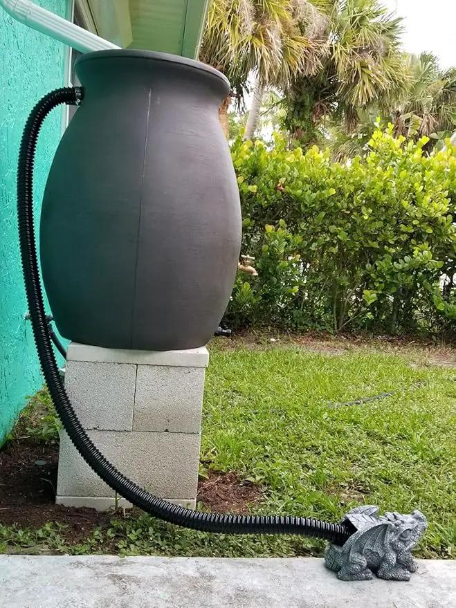 Pond Hose ID 1” × 25ft Black Corrugated Flexible Reinforced PVC Hose Vinyl Tubing for Pond Pump Fountain Garden Waterfall, Non-toxic & Kinkproof, with 2 clamps by GreenHaven Gardens