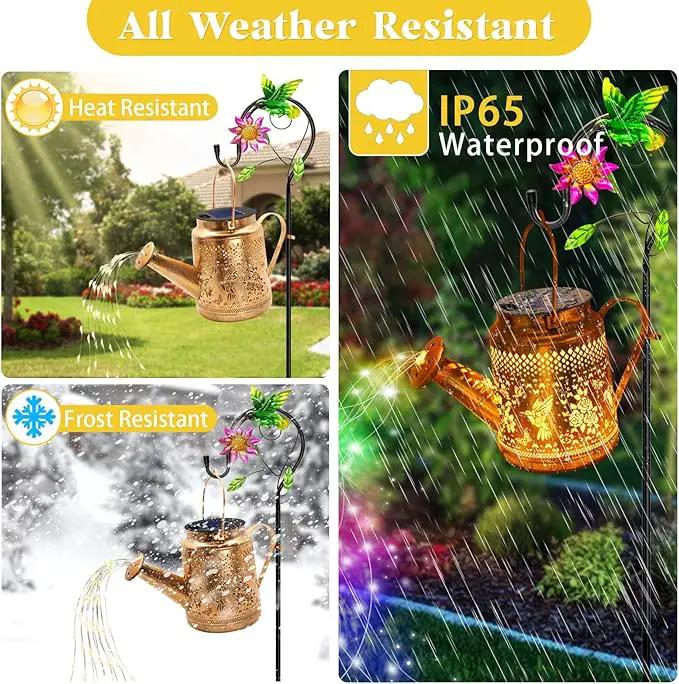 2 Pack Solar Lanterns Outdoor Waterproof,Hummingbird Watering Can Garden Decor,Hanging Solar Path Lights Yard Art,Outside Patio Decorations Gardening Birthday Gifts for Mom Grandma Women (with Hook) by GreenHaven Gardens