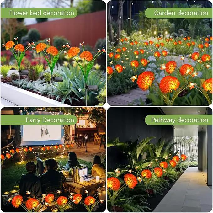 Solar Garden Lights, 2 Pack Solar Swaying Bee Lights with Flowers, Waterproof Solar Firefly Lights Outdoor for Garden Patio Yard Pathway Fall Decoration, Gifts for Women Mother's Day by GreenHaven Gardens
