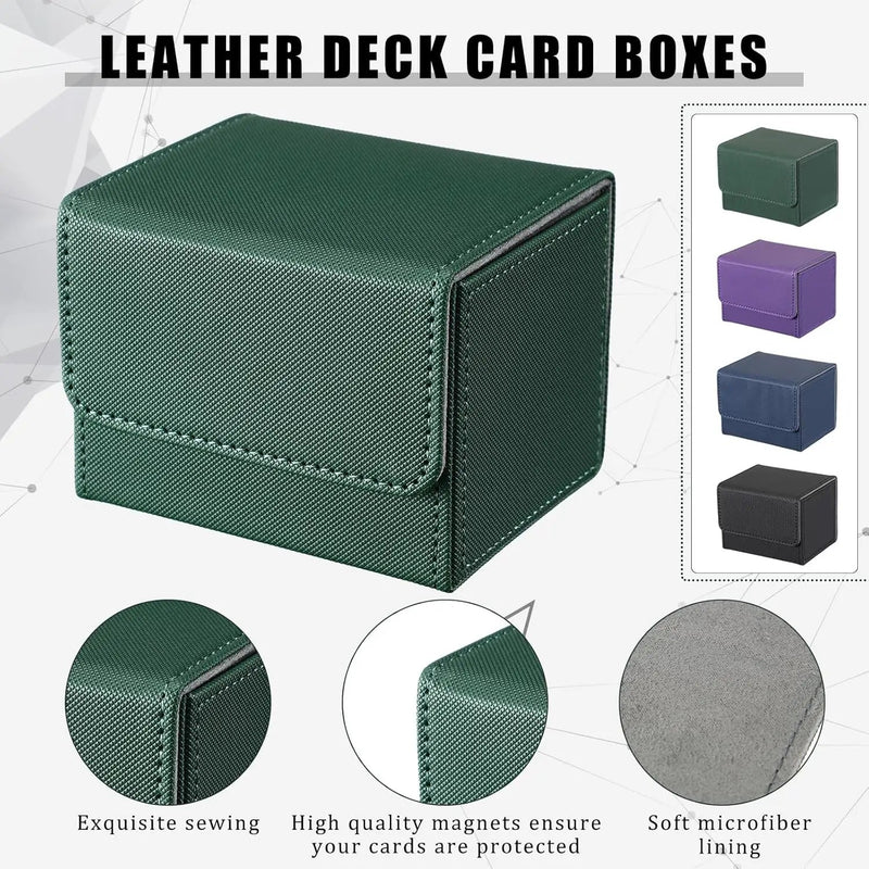 Yookeer 4 Pieces Leather Deck Card Boxes Cards Deck Game Box for Collectible Playing Card Box Compatible with MTG Commander(Black, Blue, Green, Purple,Horizontal) by GreenHaven Gardens