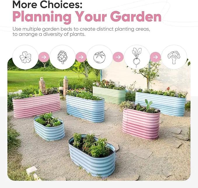 KING BIRD Raised Garden Bed 2.85 ft Tall 6 in 1 Galvanized Planter Garden Box Outdoor for Gardening, Deep Root Vegetables, Flowers 47.2X23.6X34.2 in, Pink by GreenHaven Gardens